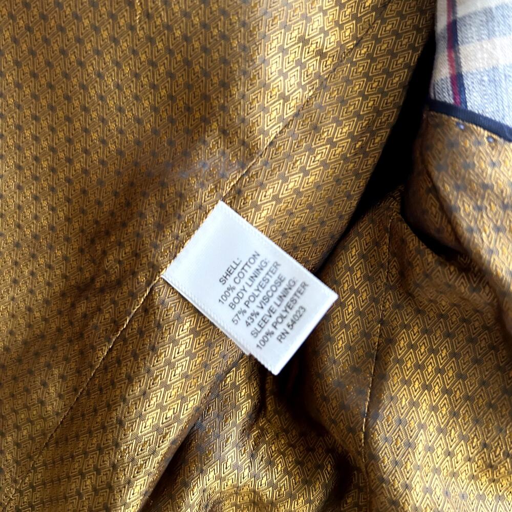 Banana Republic Mad Men Collection Suit Coat/Jacket Blues/Beige Multi Plaid 40S - Picture 5 of 9